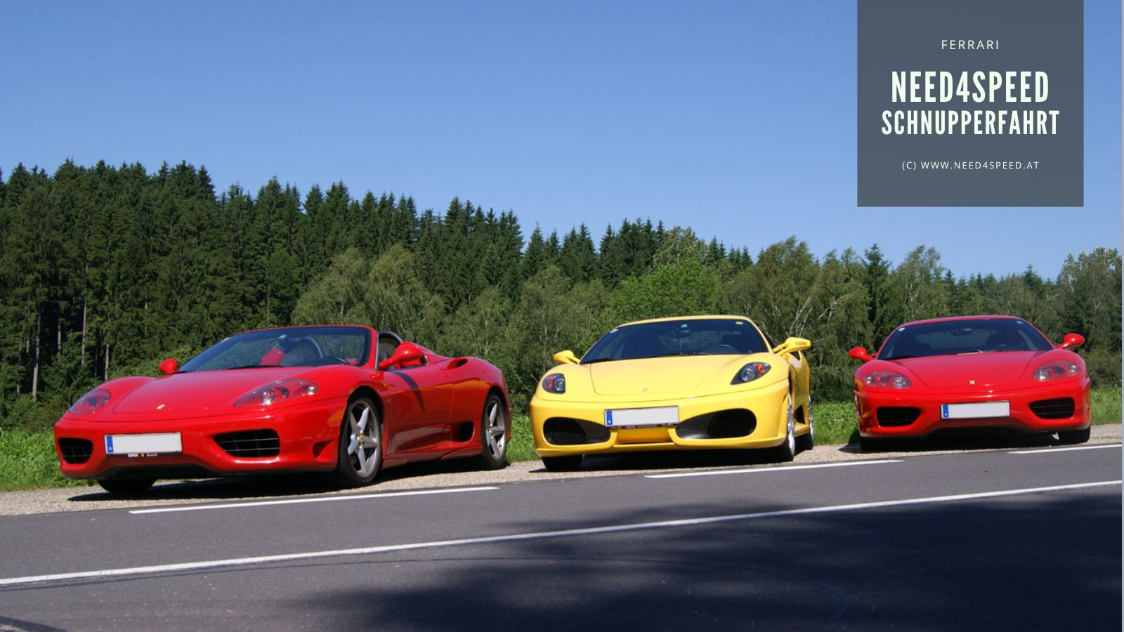 Ferrari 360 Spider rot Ferrari 430 gelb Ferrari 360 Modena rot front